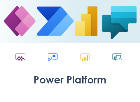 Image of the four power platform elements logos in a horizontal line