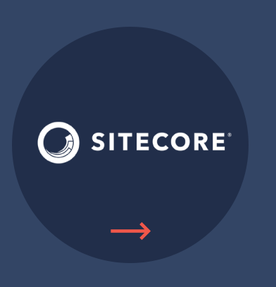 White Sitecore logo in a blue circle
