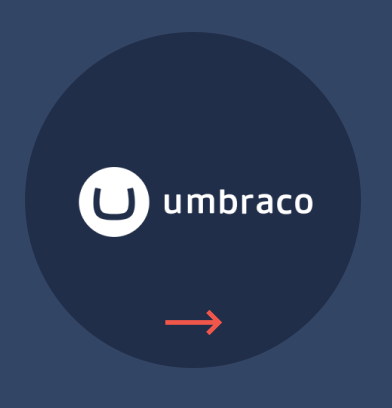 White Umbraco logo in a blue circle