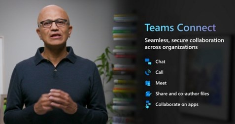 Teams connect poster with Satya Nadella on one side