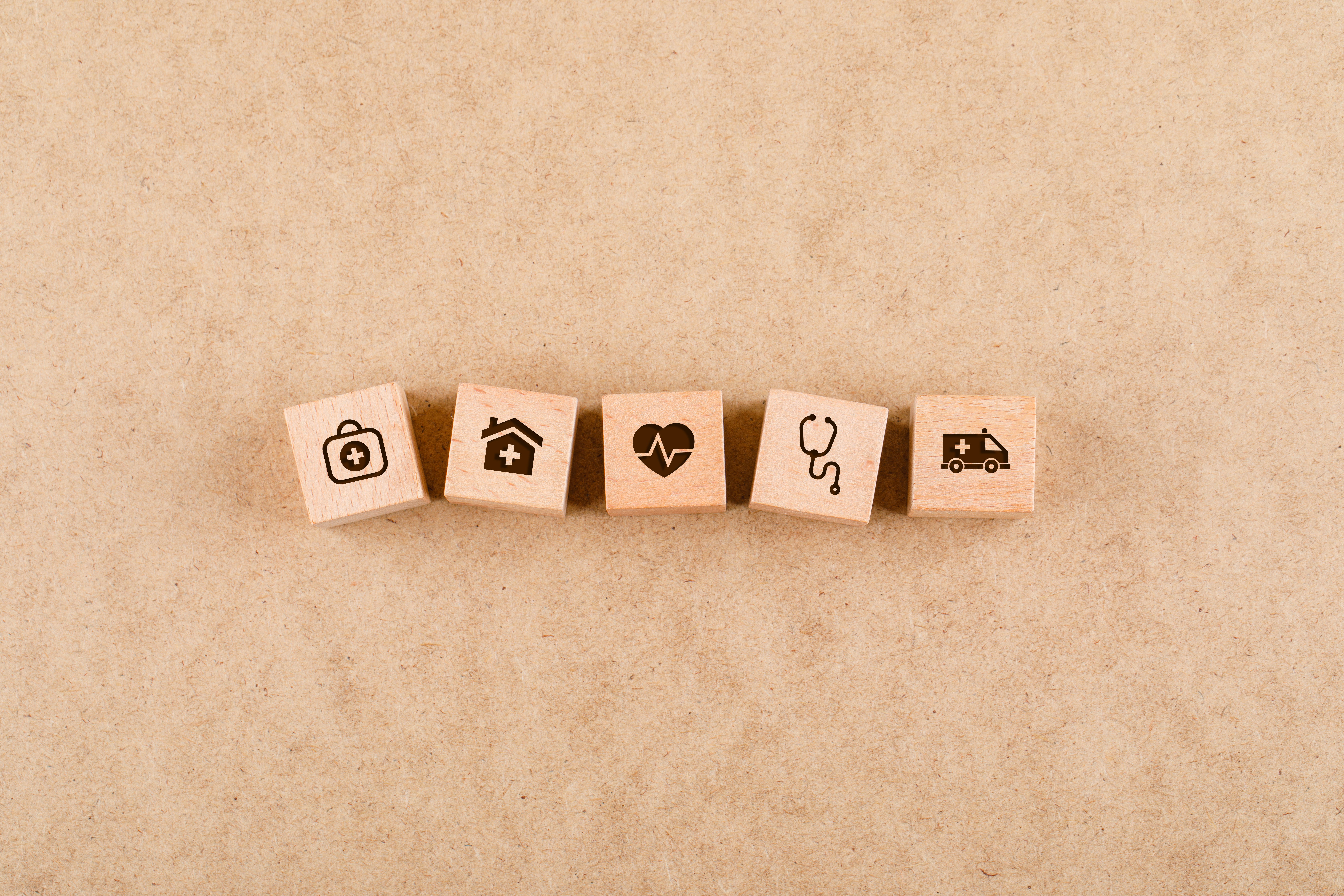 Medical Check Up Concept With Wooden Blocks With Medical Icons Flat Lay 1