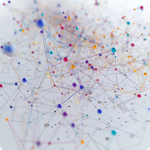 A network of colourful dots and lines